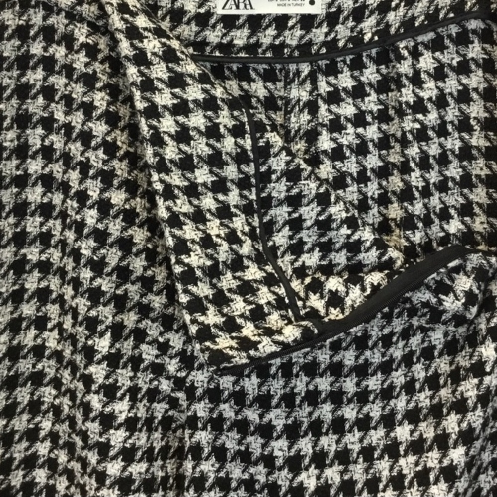 NWT ZARA BLACK WHITE HOUNDSTOOTH PANTS BLOGGERS FAVORITE OLD MONEY STYLE - Picture 4 of 16